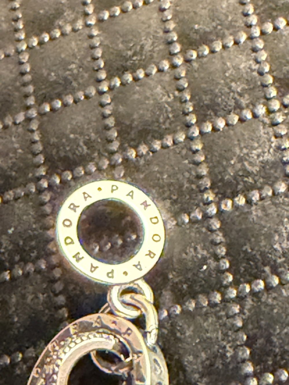 Pandora Silver Double Ring Pave Dangle Charm - Picture 2 of 3